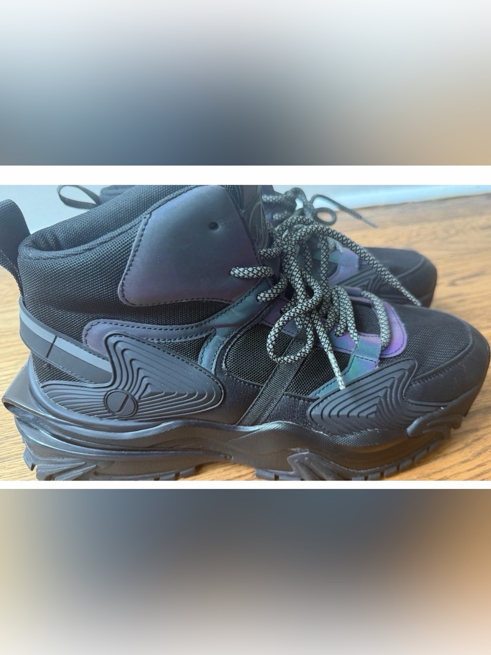 Javi Men's Black Athletic High-Top Sneakers with Iridescent Accents